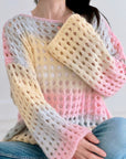 Pullover, Lochstrick, Pastell, Candy