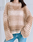 Pullover, Lochstrick, Pastell, Camel