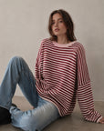 Pullover, flauschi, Streifen, Rückenschleife, Beere