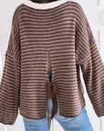 Pullover, flauschi, Streifen, Rückenschleife, Schoko