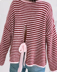 Pullover, flauschi, Streifen, Rückenschleife, Beere