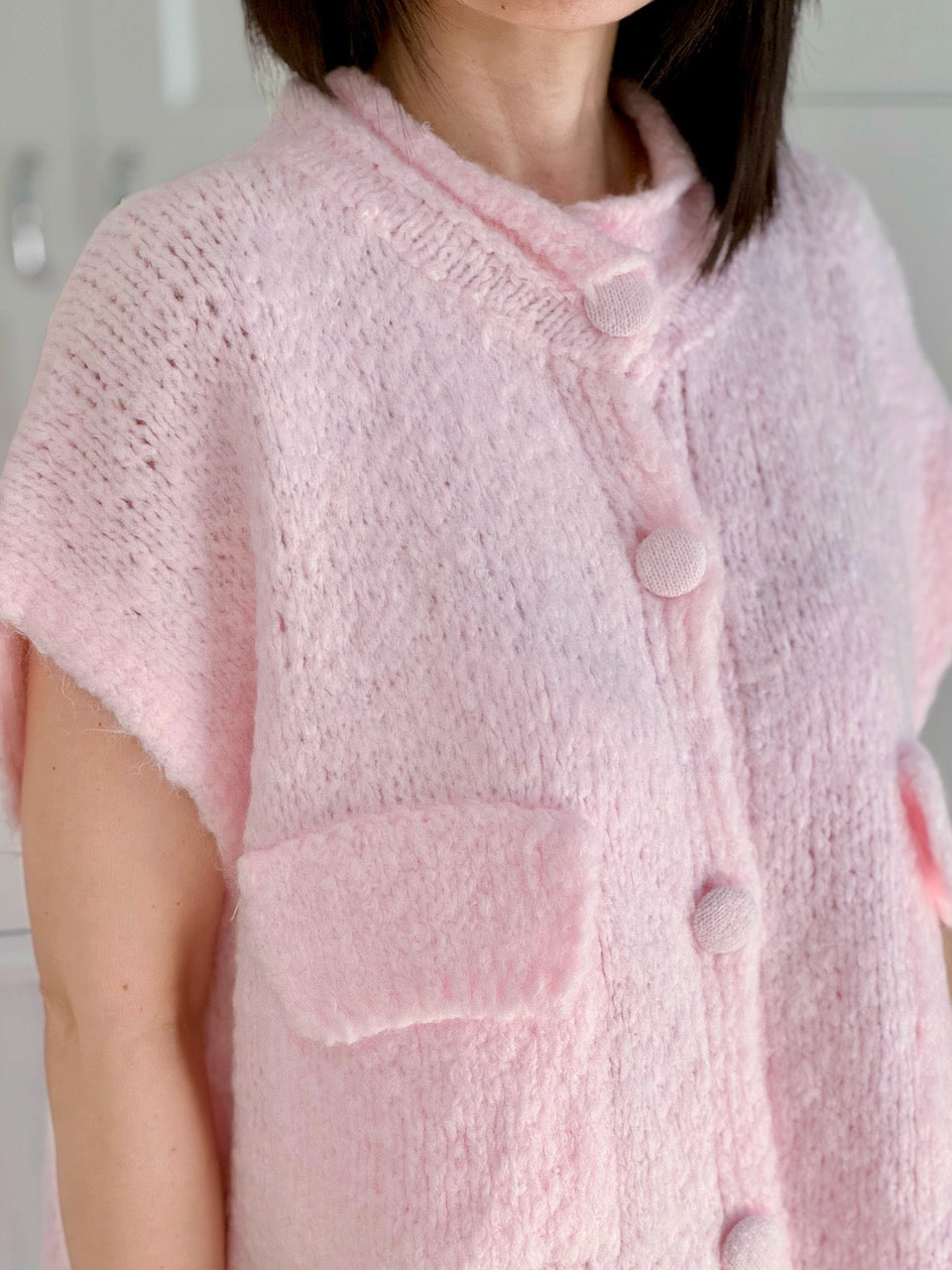 Strickweste, mit aufgesetzten Taschen, Babyrosa