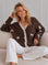 Strickjacke, mit Schleifen und Spitzenbesatz, Schoko