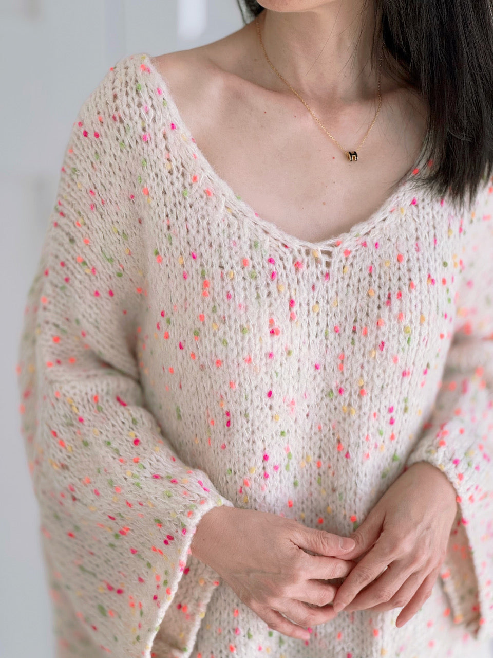Pullover, flauschi, Konfetti, Cremeweiß