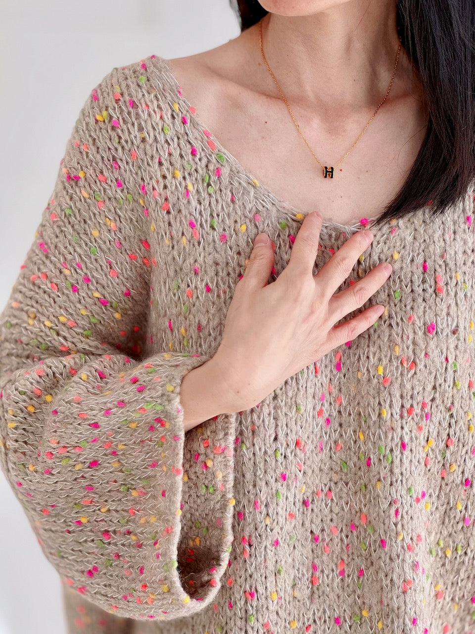 Pullover, flauschi, Konfetti, Beige