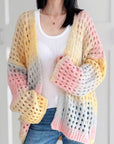 Strickjacke, Lochstrick, Pastell, Candy