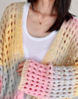 Strickjacke, Lochstrick, Pastell, Candy