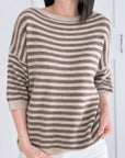 Pullover, flauschi, Streifen, Cappuccino