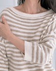 Pullover, flauschi, Streifen, Beige