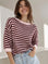 Pullover, flauschi, Streifen, Bordeaux