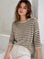 Pullover, flauschi, Streifen, Cappuccino