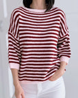 Pullover, flauschi, Streifen, Bordeaux