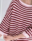 Pullover, flauschi, Streifen, Bordeaux