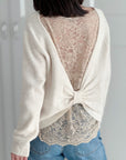 Pullover mit Spitzenrücken, Cremeweiß