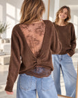 Pullover mit Spitzenrücken, Schoko