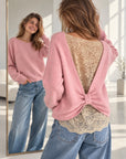 Pullover mit Spitzenrücken, Rosa