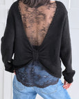 Pullover mit Spitzenrücken, Schwarz