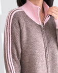 Strickjacke, Kontraststreifen, Reißverschluss, 4 Farben