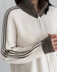 Strickjacke, Kontraststreifen, Reißverschluss, 4 Farben