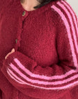 Strickjacke, Kontrastlinie-4, flauschi, 4 Farben