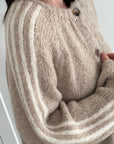 Strickjacke, Kontrastlinie-4, flauschi, 4 Farben