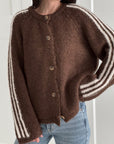 Strickjacke, Kontrastlinie-4, flauschi, 4 Farben