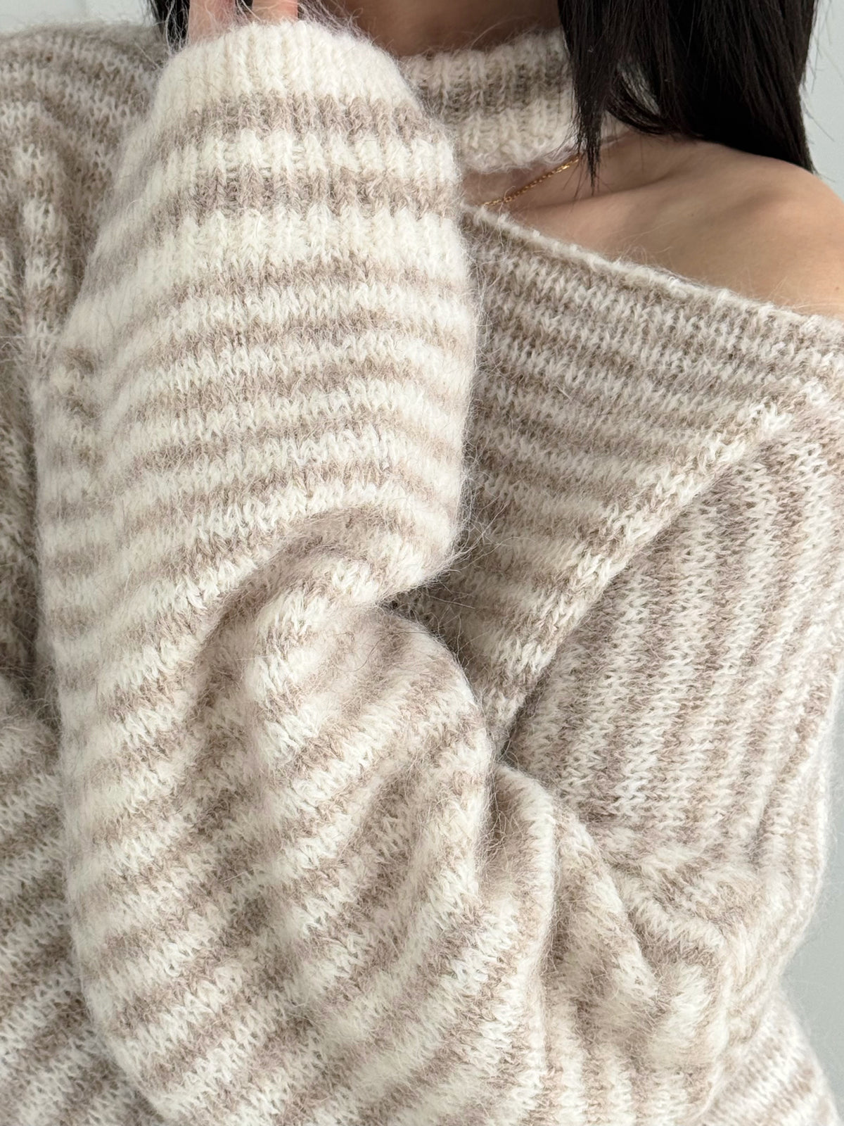 Pullover, Cut-Out-Ausschnitt, Beige