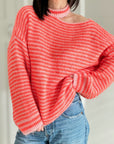 Pullover, Cut-Out-Ausschnitt, Neon-Orange