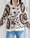 Pullover, Blumenmuster, Cremeweiß