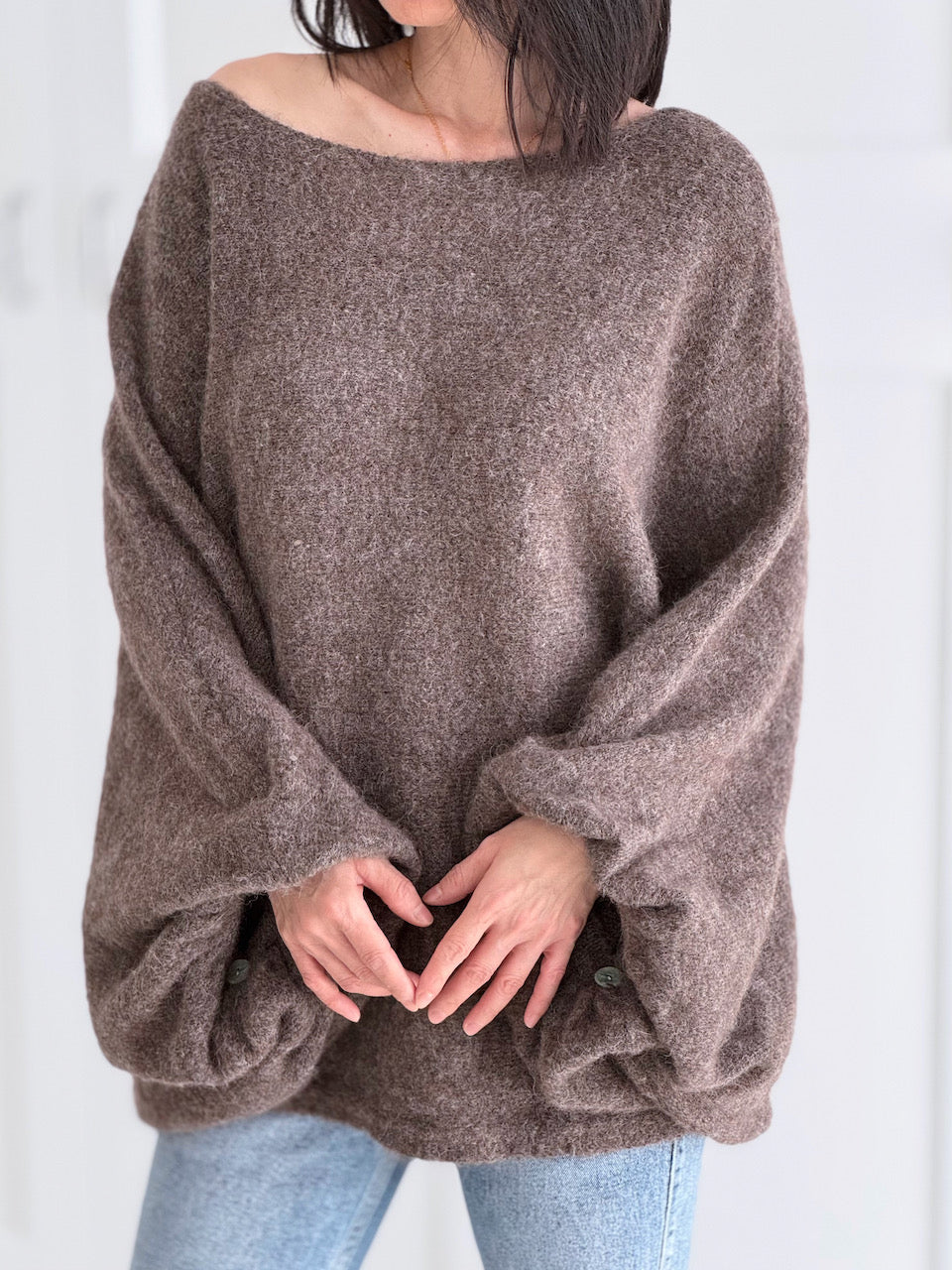 Oversize-Pullover mit Knopfärmeln, 4 Farben