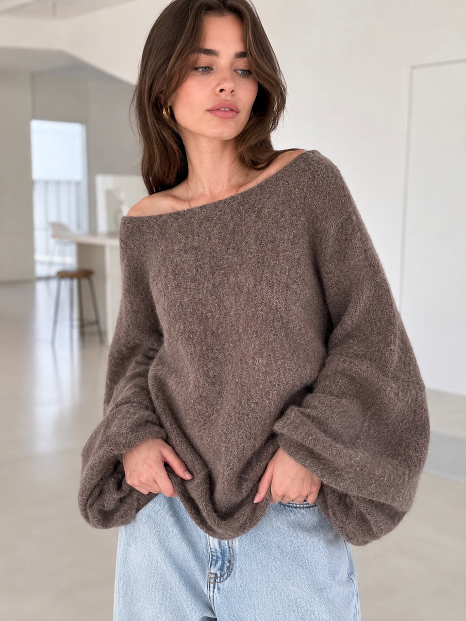 Oversize-Pullover mit Knopfärmeln, 4 Farben