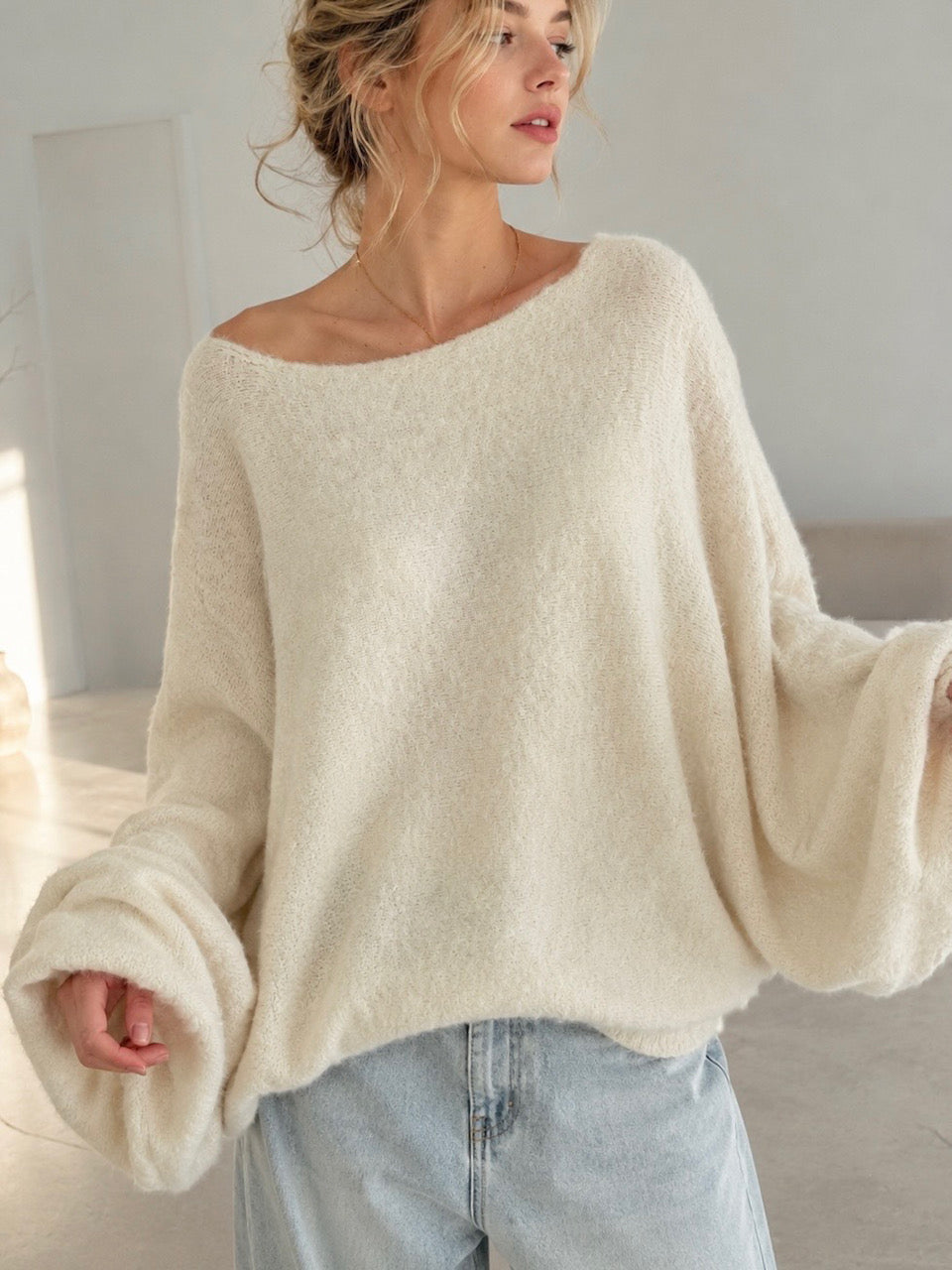 Oversize-Pullover mit Knopfärmeln, 4 Farben