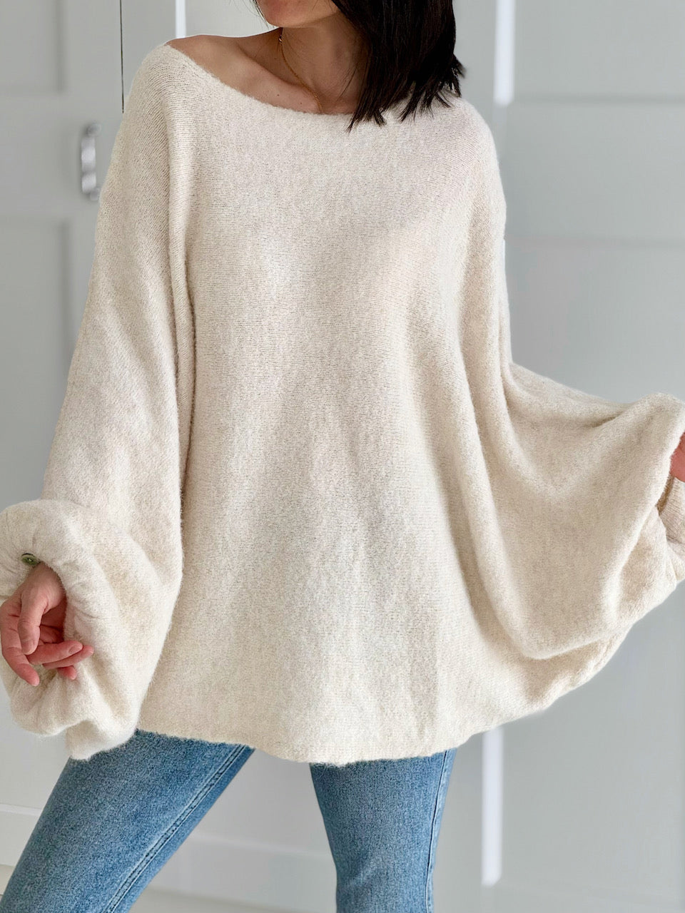 Oversize-Pullover mit Knopfärmeln, 4 Farben