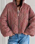 Steppjacke, Karomuster, Ziegel