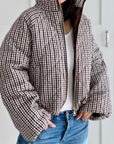 Steppjacke, Karomuster, Grau