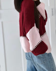 Strickjacke, Blockstreifen, Flauschi, 4 Farben