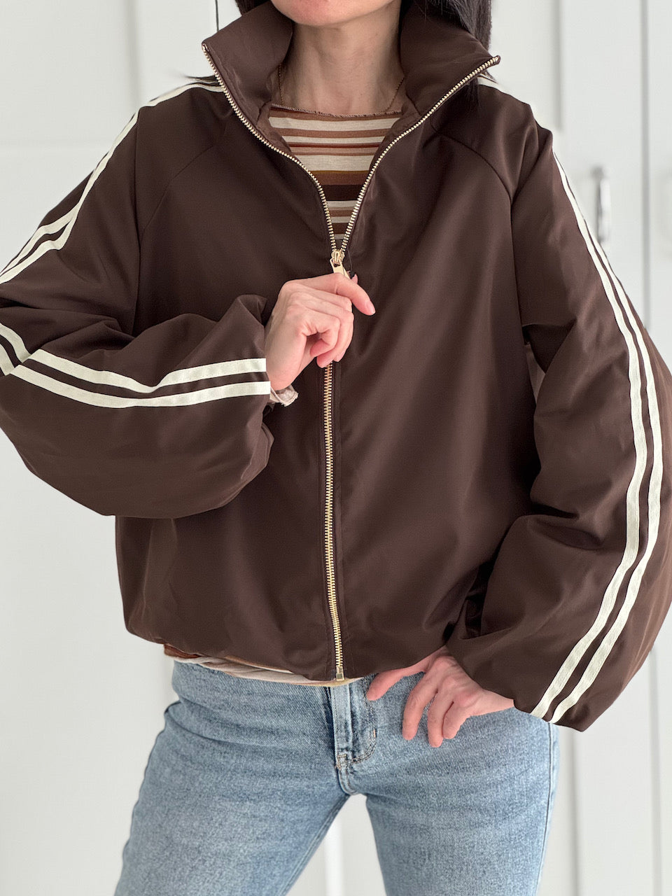 Bomberjacke, Knontrastlinie-2, 2 Farben
