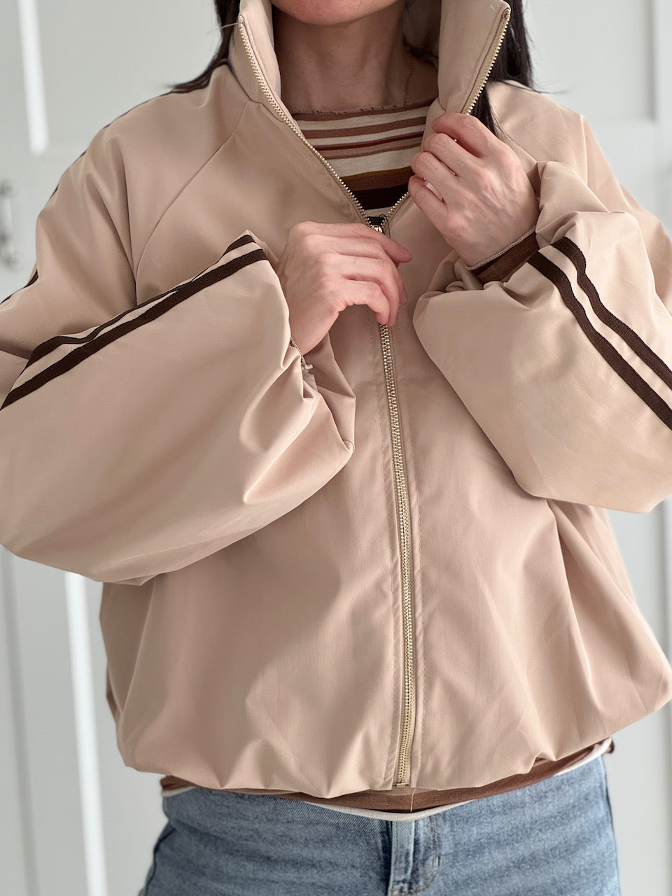 Bomberjacke, Knontrastlinie-2, 2 Farben