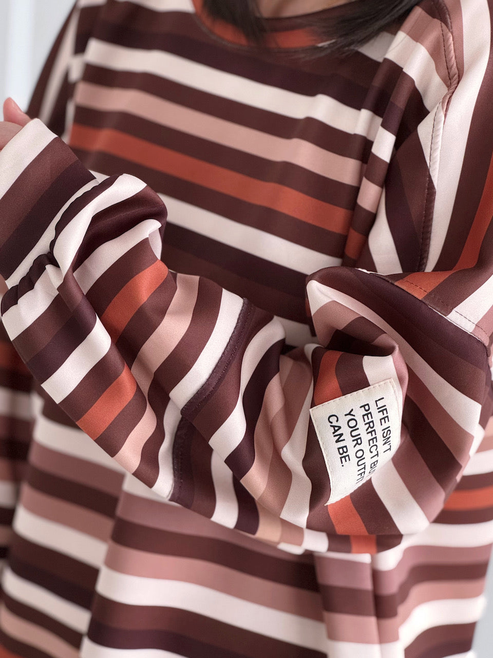 Butterstoff-Sweatshirt, Stripes &amp; Patch, Braun
