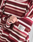 Butterstoff-Sweatshirt, Stripes & Patch, Bordeaux
