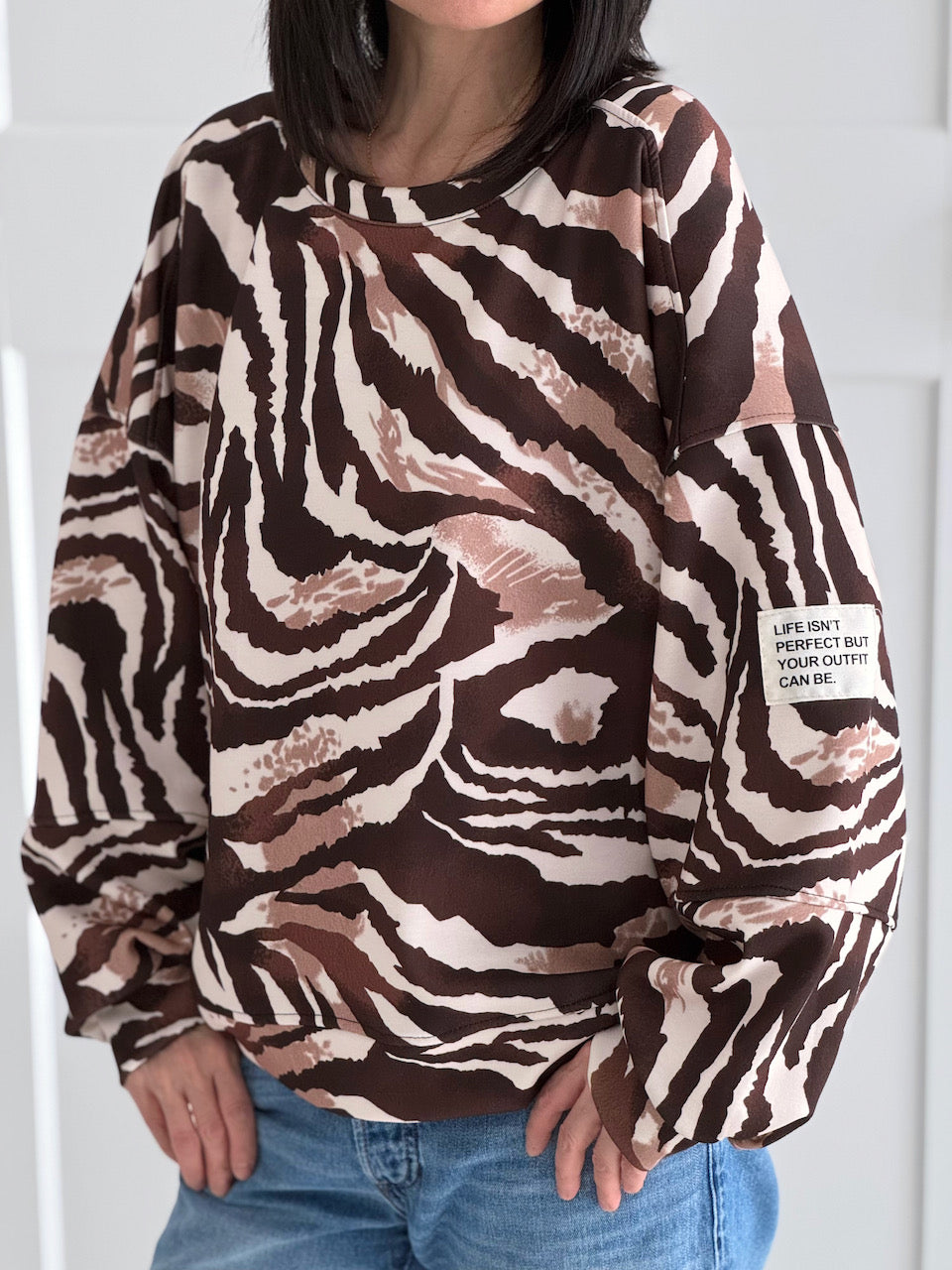 Butterstoff-Sweatshirt, Zebra &amp; Patch