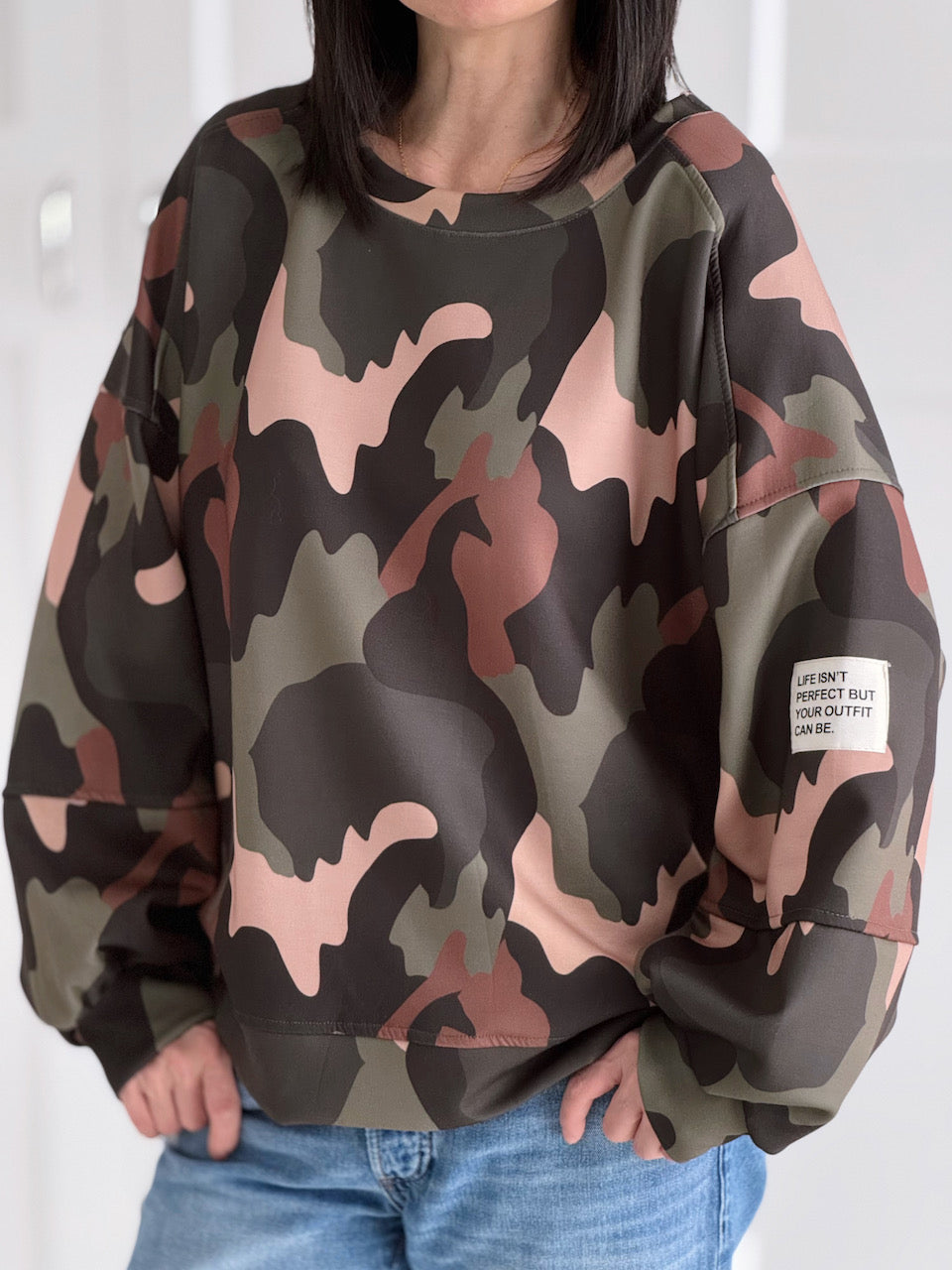 Butterstoff-Sweatshirt, Camouflage &amp; Patch