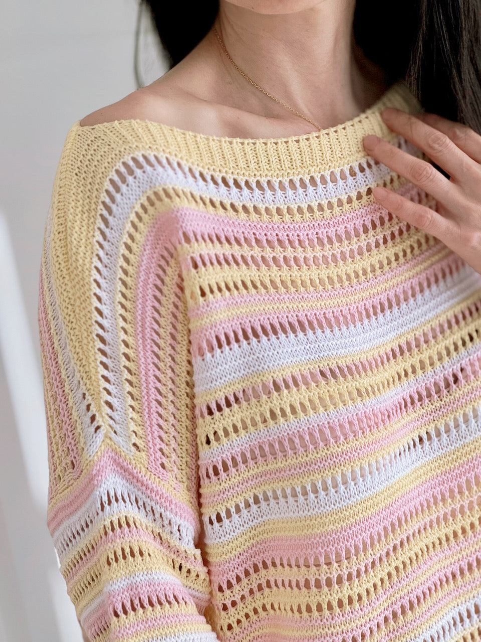 Strickpullover, Candy, Rosa-Gelb
