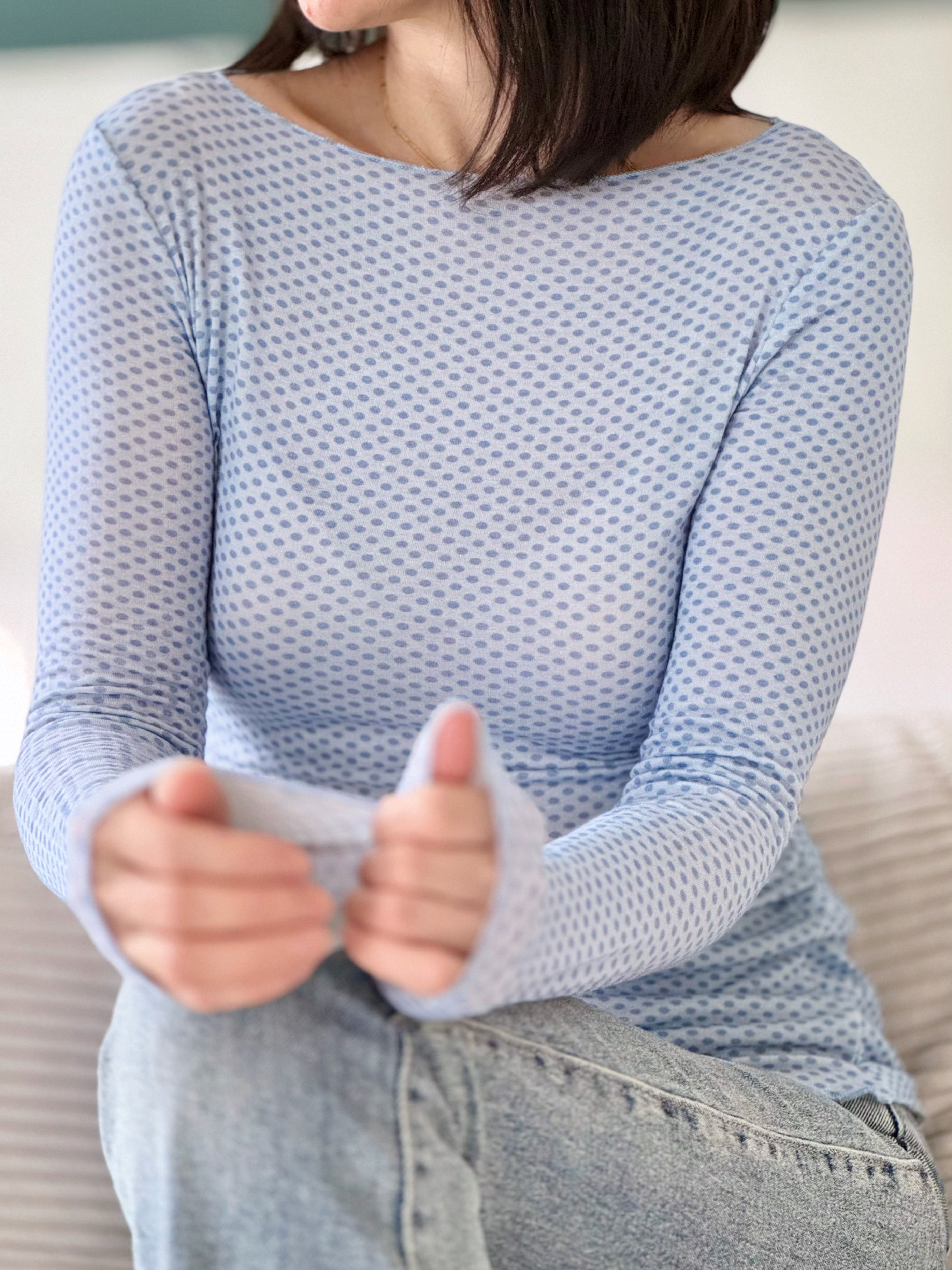 Longsleeve, Cashmere, Punktmuster, 4 Farben