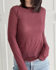 Cashmere Longsleeves, Streifen, Bordeaux