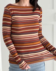 Cashmere Longsleeves, Farbstreifen, Ziegel