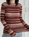 Cashmere Longsleeves, Farbstreifen, Beere