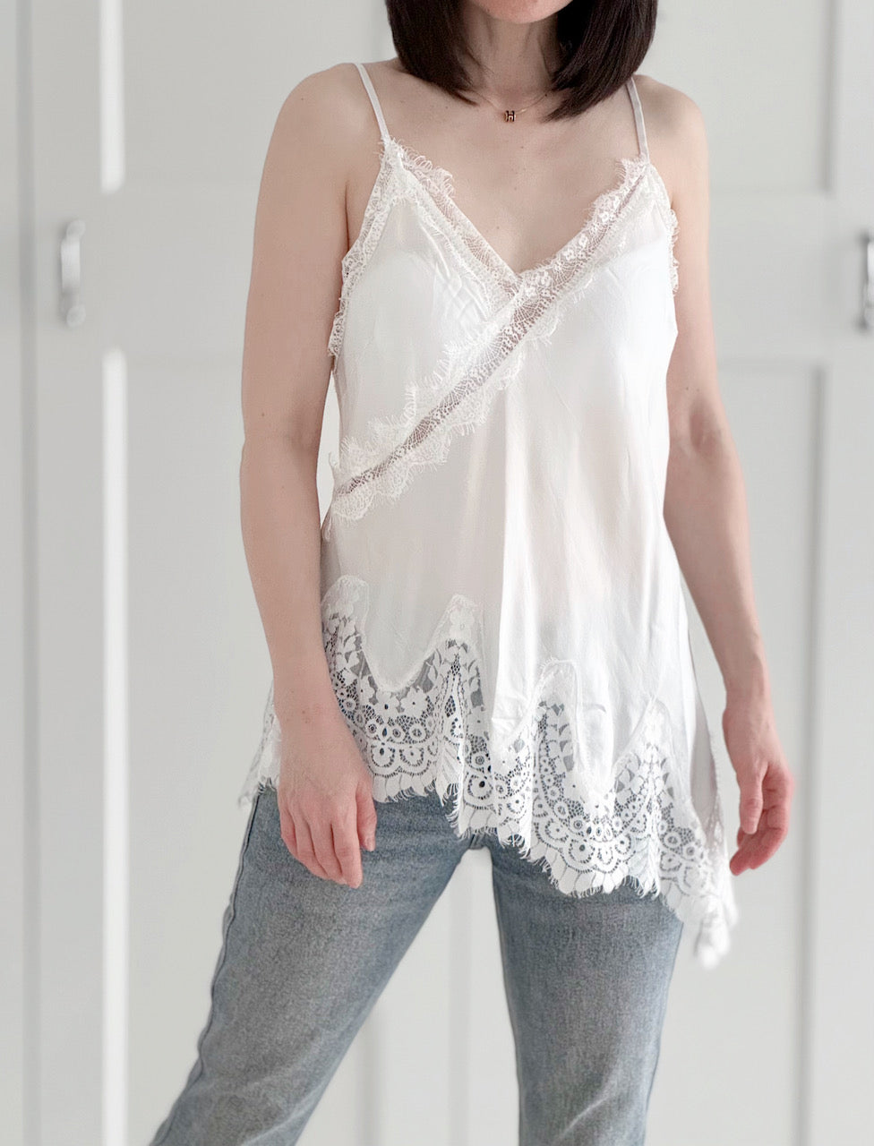 seidiges Spitzentop, 4 Farben