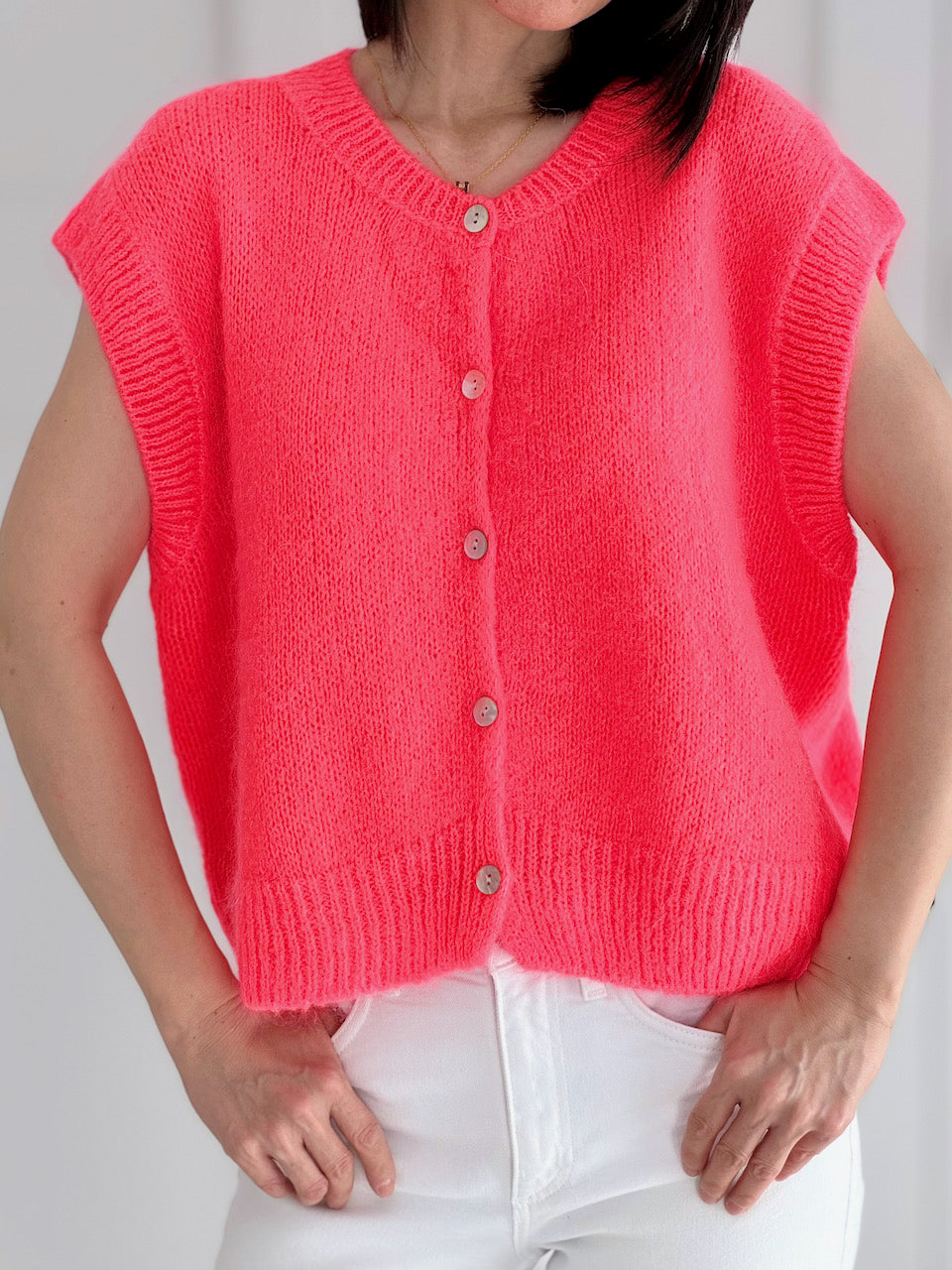 Strickweste, Mohair, Koralle