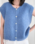 Strickweste, Mohair, Jeansblau